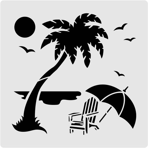 BENECREAT 12x12 Inches Beach Camping Painting Stencils Coconut Tree Umbrella Template Stencils for Art Painting on Wood, Scrabooking Cardmaking and Wall Floor Decoration : Amazon.ca: Home Tree Umbrella, Umbrella Template, Camping Painting, Butterfly Stencil, Bird Stencil, Clear Plastic Sheets, Floor Decoration, Painting Stencils, Drawing Stencils