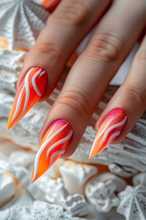 Sunset Manicure, Nail Designs Tropical, Summer Nails Tropical, Nail Designs Beach, Sunset Nail Designs, Beach Vacation Nails, Sunset Nail Art, Nail Art Summer Beach, Vibrant Summer Nails