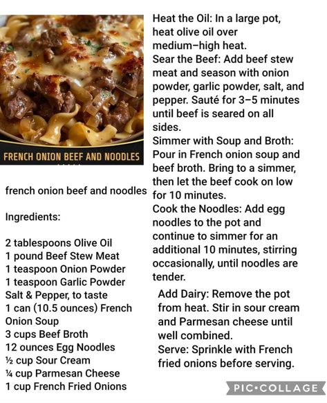 French onion beef & noodles French Onion Beef Noodles, French Onion Beef Noodle Bake, French Onion Beef And Noodles Crockpot, French Onion Beef And Noodles, Beef And Noodles Crockpot, French Onion Beef, Food Dinners, Beef Meals, Beef Noodles