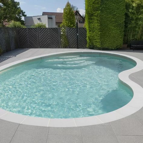 Pool Tile And Coping, Pool Daybed, Pool Upgrades, Kidney Pool, Pool Flooring, Pool Area Landscaping, Pool Ideas For Small Yards, Pool Party Floats, Float Storage