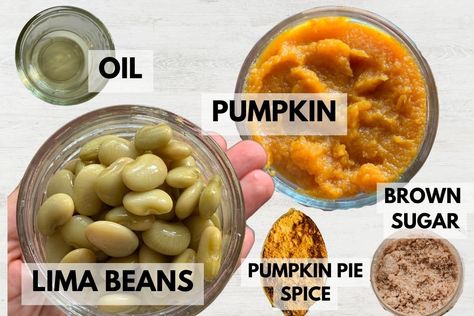 ingredients to make pumpkin pie hummus including lima beans oil pumpkin brown sugar and pumpkin pie spice Pumpkin Pie Hummus, Pumpkin Sweet Potato Soup, Sweet Potato Crackers, Dips And Spreads, Sugar Pumpkin, Family Meal Planning, Deli Meats, Lima Beans, Sweet Potato Soup