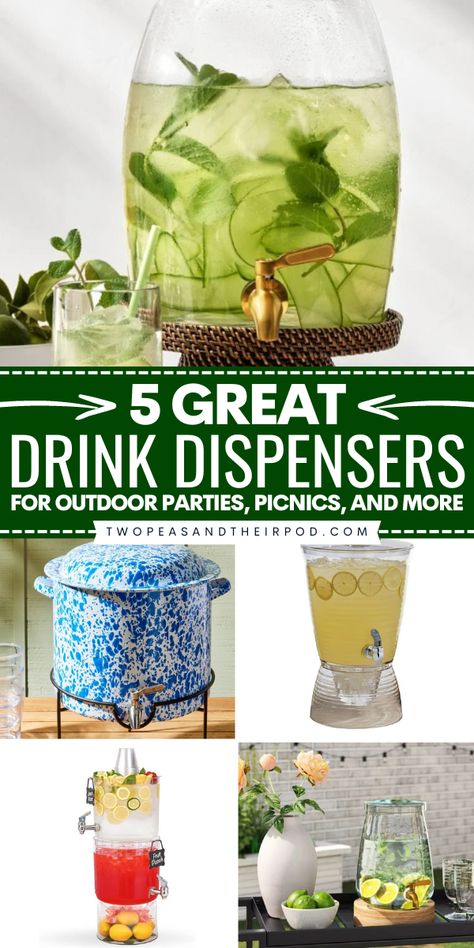 I love using a drink dispenser because of the ease, but also because they are pretty! I am sharing my favorite beverage dispensers that are perfect for parties! My picks come from Williams Sonoma, Amazon, and Target, with this gorgeous glass one as my current favorite! From stylish enamel to affordable plastic, here are the best beverage dispensers for every type of host. Water Dispenser Ideas Drink Stations, Drink Dispenser Recipes, Strawberry Limeade, Glass Beverage Dispenser, Best Drink, Outdoor Celebration, Beverage Dispensers, Beverage Dispenser, Easy Drinks