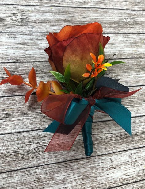 Burnt Orange And Teal Wedding, Bridal Table Flowers Arrangements, Orange And Teal Wedding, Teal Fall Wedding, Teal Wedding Flowers, Teal Wedding Theme, Dark Teal Weddings, Bridal Table Flowers, Teal Bouquet