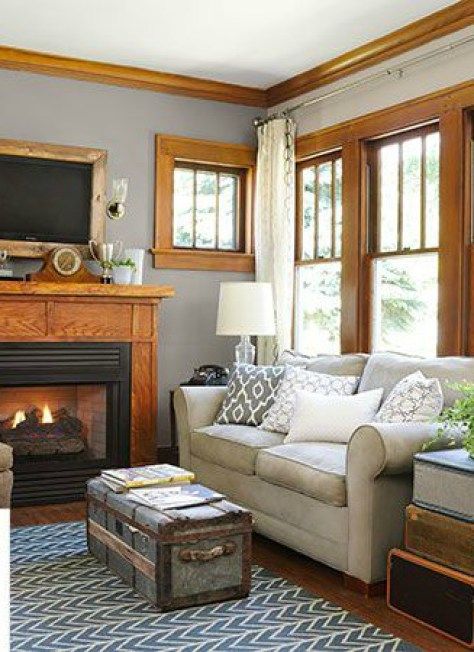 The best neutral and paint colours to update red, orange or yellow toned oak. Shown in living room Oak Trim, Kitchen Wood, Kitchen Paint Colors, Best Paint Colors, Room Paint Colors, Trendy Living Rooms, Design Seeds, Oak Cabinets, Paint Colours