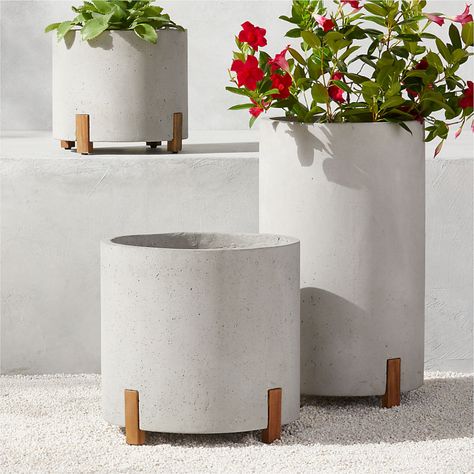 Modern Outdoor Planters | CB2 Modern Planters Outdoor, Outside Planters, Vase Deco, Modern Outdoor Patio, Outdoor Furniture Decor, Cement Planters, Glass Planter, White Planters, Patio Plants