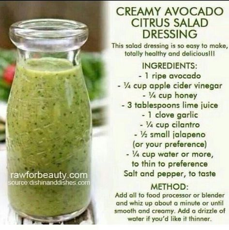 Citrus Salad Dressing, Avocado Lime Dressing, Avocado Salad Dressing, Citrus Dressing, Citrus Salad, Salad Dressing Recipes Homemade, Avocado Dressing, Homemade Salads, Homemade Salad Dressing