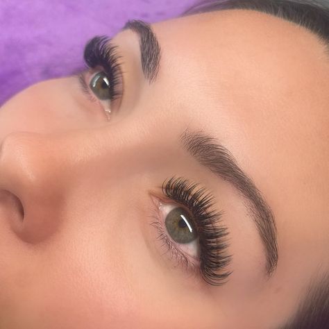 Lash Extensions Soft Volume, Lashes Round Eyes, Light Russian Lashes, 14mm Lash Extensions, Thick Lash Extensions, Russian Lash Extensions, Eyelash Ideas, Lashes Russian, Lash Ideas