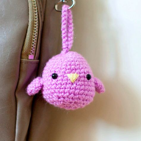 Purple Keychain, Crochet Keychains, Crochet Keychain Pattern, Bird Crafts, Bag Jewelry, Keychain Bag, Crochet Keychain, Cotton Crochet, Crochet Home