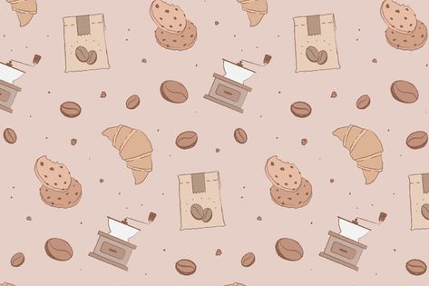 Cute Cookies Wallpaper, Cafe Pattern, Cookie Vector, Cake Vector, Background Desktop, Coffee Wallpaper, Mac Wallpaper, Isometric Illustration, Vector Background Pattern