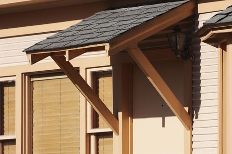 Single Door Awning, Wooden Awnings Over Doors, Diy Exterior Window Awning, Window Overhang, Garage Awning, Metal Door Awning, Wooden Awning, Porch Vibes, Awning Over Door