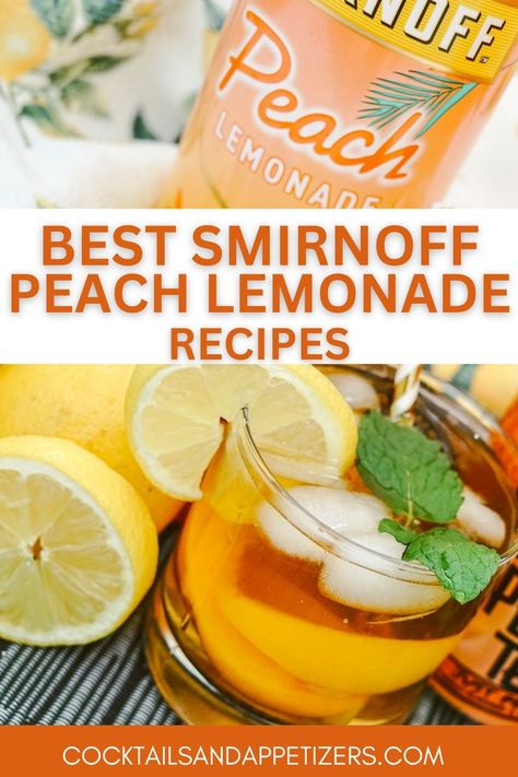 Best Peach Lemonade Vodka drinks for game day, happy hour, girl's night or anytime you are entertaining! Makes the best signature cocktails using Smirnoff Peach Lemonade Vodka. All our Peach Lemonade cocktails in one place! Peach Lemonade Cocktail, Peach Vodka Drinks, Smirnoff Flavors, Smirnoff Drinks, Lemonade Cocktails, Best Signature, Vodka Recipes Drinks, Peach Vodka, Peach Cocktail