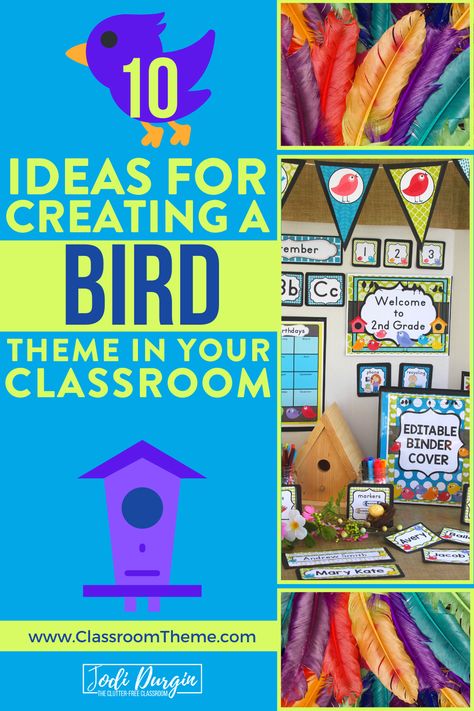 Boho Birds Classroom Theme Decor (think sweet birds, calm neutral colors with colorful accents) is for elementary teachers in 1st, 2nd, 3rd, 4th, or 5th grade classrooms. Get ideas for bulletin board border, decorations door decor, labels, calendar set, organization & behavior management tools with a calm aesthetic. Transform an elementary classroom, welcome students back to school or find easy DIY wall displays, online teaching backdrops, free printables & editable bundles. Birds Classroom Theme, Birds Decorations For Classroom, Bird Theme Classroom, Nature Classroom Decor, Boho Birds Classroom Theme, Red Classroom Decor, Purple Classroom, Red Classroom Theme, Bird Classroom Decor