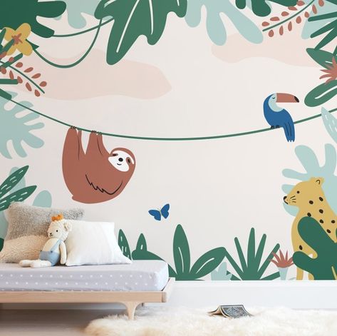 Jungle Wall Mural Kids, Kids Room Wall Paint, Kids Jungle Room, Kids Room Wall Murals, Jungle Wall Mural, Jungle Mural, Jungle Life, Kids Room Murals, Toucan Bird