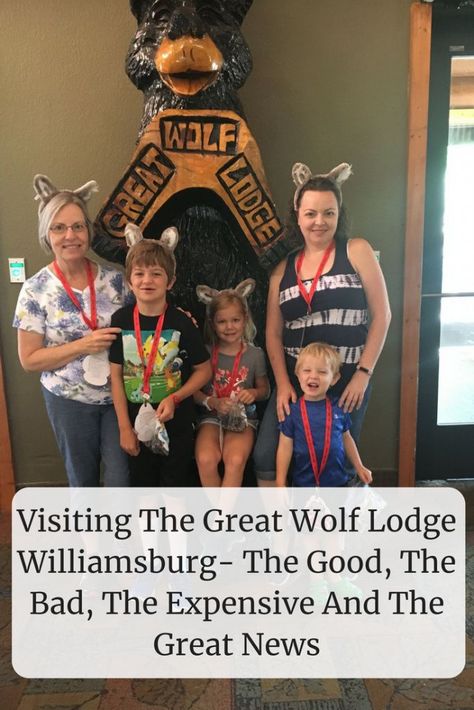 Visiting The Great Wolf Lodge Williamsburg- The Good, The Bad, The Expensive And The Great News- Everything you need to know to save money once you arrive. Great Wolf Lodge Williamsburg Va, Williamsburg Vacation, Frugal Travel, Money Saving Advice, Wolf Lodge, Family Beach Trip, Great Wolf Lodge, Hampton Roads, Usa Travel Destinations