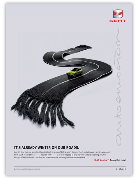 SEAT Service Ad06/08 on Behance Poster Grafico, Car Advertising Design, Clever Advertising, 타이포그래피 포스터 디자인, Creative Advertising Design, 광고 디자인, Publicidad Creativa, Graphic Design Ads, Best Ads