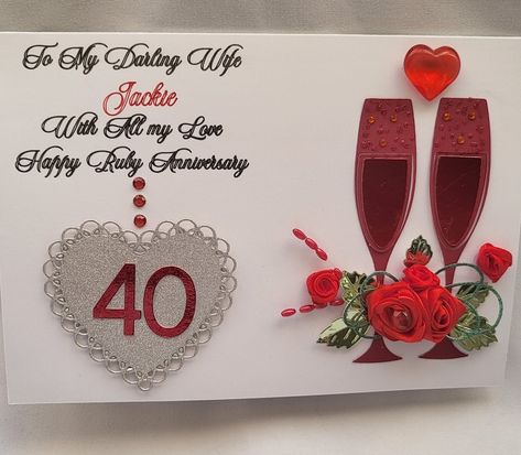 40th Ruby Wedding Anniversary Card for Wife/husband/friends / Handmade Card Boxed Personalised Card - Etsy UK Anniversary Cards For Wife, Ruby Anniversary, Ruby Wedding Anniversary, Wedding Anniversary Card, Ruby Wedding, Wedding Anniversary Cards, Luxury Paper, Anniversary Card, Personalised Box