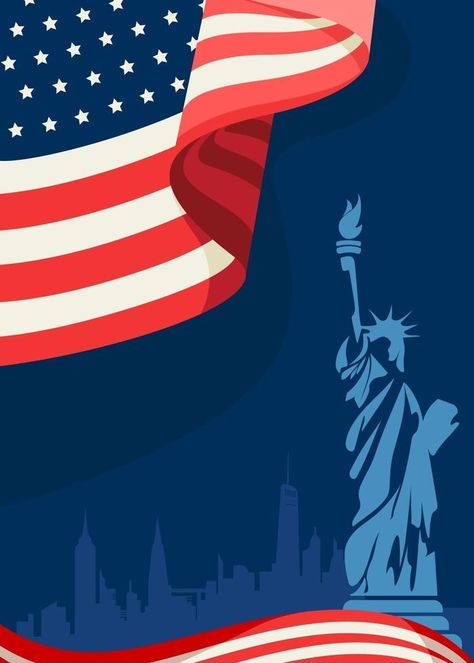 Poster with american flag and Statue of Liberty Patriotic Wallpaper, 4th Of July Clipart, Usa Wallpaper, America Theme, Digital Advertising Design, New York Pictures, New Photo Download, United States Flag, Download Poster