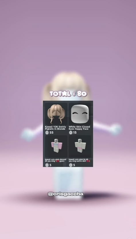 ૮꒰ Cr :: @crisgaccha ꒱ა On tiktok Roblox Outfit Ideas Under 80, 80 Robux Outfit Girl, Outfit Roblox Girl, Outfit Roblox, Roblox Ideas, Roblox T-shirt, Roblox Funny, Diy Bracelets Easy, Roblox Outfit