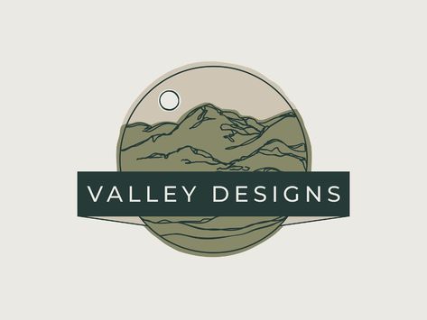 Print Shop Branding, Valley Logo, Graphic Designer Studio, Hill Logo, Minimal Bohemian, Nature Tourism, Badge Icon, Logo Branding Design, Valley Landscape