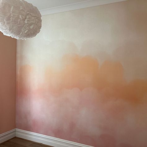 Diy Cloud Mural, Kids Room Murals Diy, Cloud Bedroom, Ikea Australia, Sunset Color Palette, Mural Inspiration, Expensive Items, Interior Murals, Diy Clouds