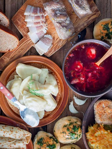 Russian Culture Aesthetic Food, Polish Aesthetic Poland Food, Traditional European Food, Eastern Europe Food, Russian Food Aethstetic, Ukrainian Dinner, Slavic Cuisine, Slavic Food, Ukrainian Dishes