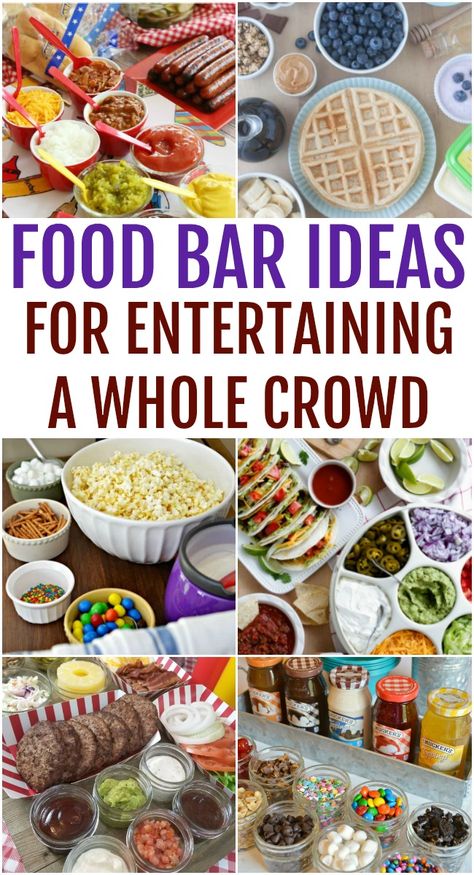 Enjoy this collection of food bar ideas for parties, get-togethers, and more, make your next meal customizable with a build your own dinner night. Grilled Cheese Recipes Easy, Food Bar Ideas, Party Food Bars, Easy Grilled Cheese, Party Food Bar, Different Foods, Sandwich Bar, Food Bar, Dinner Night