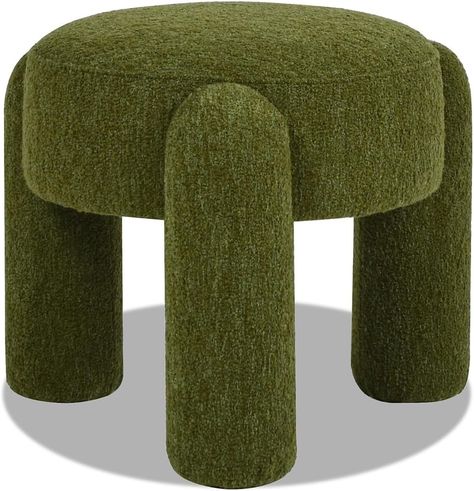 Amazon.com: Jennifer Taylor Home Hugo 20.5" Round Fully Upholstered Ottoman, Moss Green Boucle : Home & Kitchen Master Bath Refresh, Custom Furniture Ideas, Plaid Office, Eclectic Glam, Office Refresh, Dallas Apartment, Home Inspo Living Room, Wood Ottoman, Art Deco Interiors