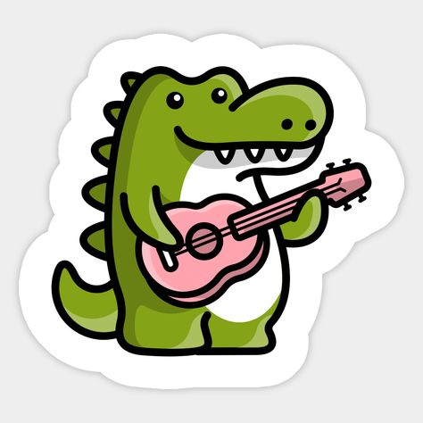 Stickers For Guitar Printable, Guitar Cute Drawing, Cool Aesthetic Stickers, Laptop Stickers Aesthetic Ideas, Tv Sticker, Stickers For Boys, Cool Laptop Stickers, Cute Crocodile, Ukulele Art