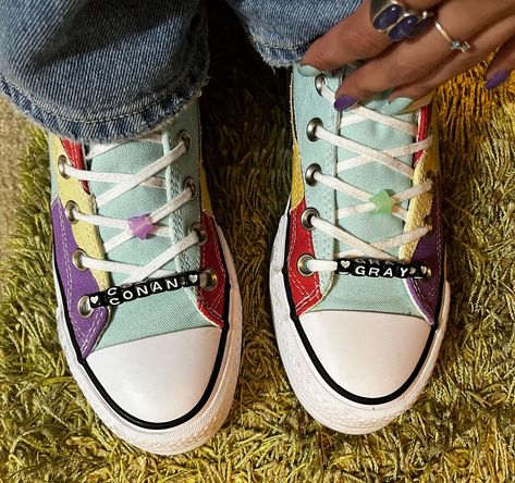 #converse #conehead #conangray #hey Conan Gray Converse, Cute Converse Shoes, Gray Converse, Cute Converse, Conan Gray, Converse Shoes, Converse Sneaker, Converse, Sneakers