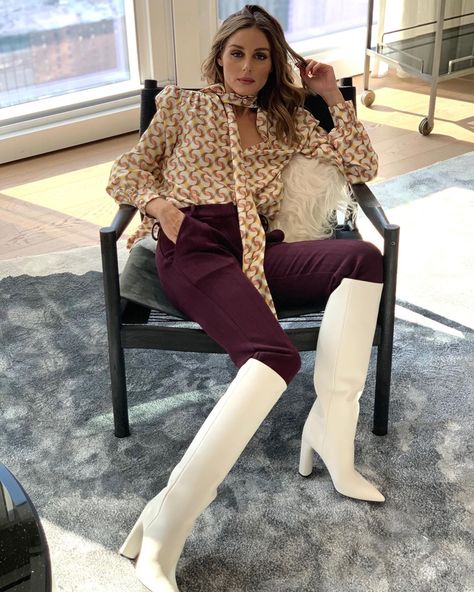 Olivia Palermo on Instagram: “All tied up in #OPCSS20 💕” Cream Knee High Boots, Olivia Palermo Outfit, Estilo Olivia Palermo, Nude Boots, Boss Dress, Work Outfits Women Office, High Boots Outfit, Work Outfits Women Summer, Olivia Palermo Style