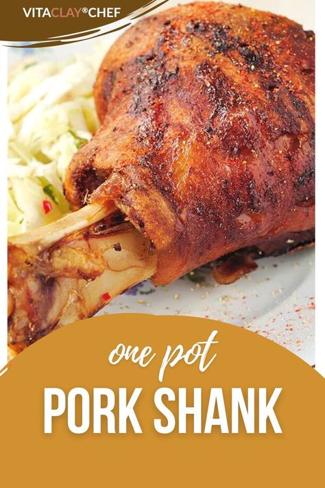 You can never have enough of pork dishes - they just seem to arouse something in me and I bet they do the same to you. Here is 1 great slow cooked pork shank recipe to satisfy your taste buds. #porkrecipes Pork Knuckle Recipe Slow Cooker, Pork Shanks Recipe Slow Cooker, Pork Hocks Recipe Slow Cooker, Shank Recipes, Pork Leg Recipes, Pork Shanks Recipe, Pork Bone Broth, Pork Shanks, Vitaclay Recipes