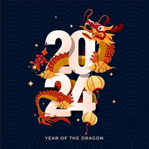 2024 Background, New Year Card Design, China Dragon, Chinese New Year Greeting, Lunar Year, Chinese New Year Decorations, New Years Background, New Year Designs, Color Palette Design