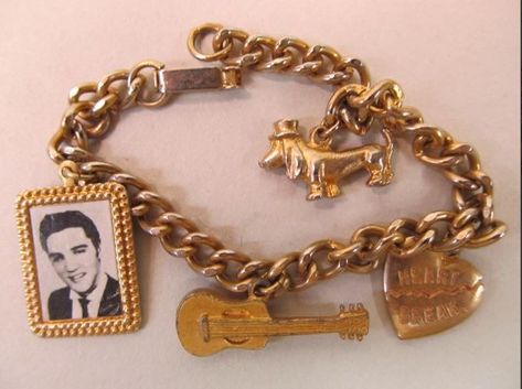 1956 =Elvis ent- bracelet Heart Guitar, Break Heart, Dog Heart, Heart Break, Hound Dog, Girls Best Friend, Elvis Presley, The Beatles, Fashion Beauty