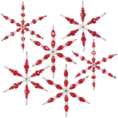 Crocheting Stitches, Beaded Snowflakes Ornament, Beaded Snowflakes, Beaded Christmas Ornaments, Christmas Bead, Crystal Ornament, Ornament Kit, Snowflake Ornaments, Beaded Ornaments