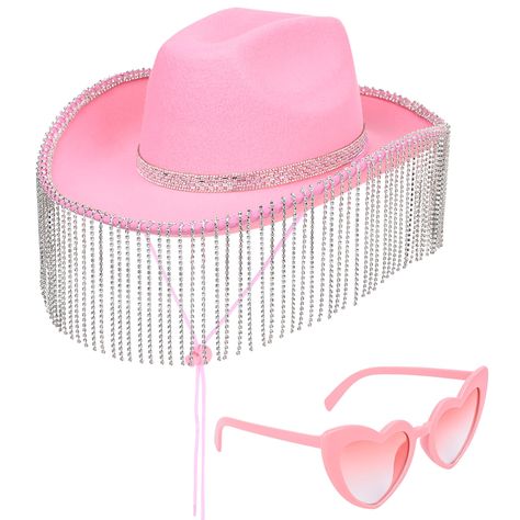 PRICES MAY VARY. Packaging Includes: You will receive a sequin cowboy hat with tassel rhinestones and a pair of pink heart-shaped sunglasses. The bedazzled cowboy hat is shining combination of classic colors and styles can help you create a handsome look, making you the focus of the party. Fringes Rhinestone Cowboy Hat for Women: This combination of rhinestone tassel hat and heart-shaped sunglasses can help you show your unique personality, which is very suitable for daily wear or costume partie Bedazzled Cowboy Hat, Men Disco, Rhinestone Cowgirl Hat, Rhinestone Cowboy Hat, Barbiecore Aesthetic, Rhinestone Cowboy, Rhinestone Cowgirl, Bid Day Themes, Bridal Hat