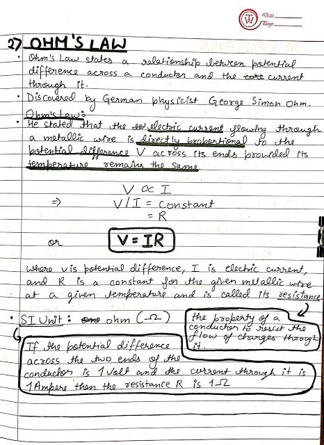 Ohms Law Notes, Physics Notes Class 12 Current Electricity, Current Electricity Notes Class 12, Class 10 Physics Notes, Magnetism Notes, Electricity Class 10 Notes, Class 10 Boards, Electricity Notes, Class 11 Physics Notes