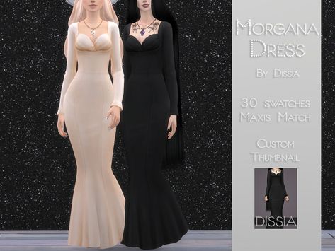 Dissia's Morgana Dress Castlevania Sims 4 Cc, Sims 4 Goth Dress, Sims 4 Hair Male, Sims 4 Mm Cc, Casas The Sims 4, Sims 4 Dresses, Sims 4 Characters, Sims 4 Mm, Sims4 Clothes