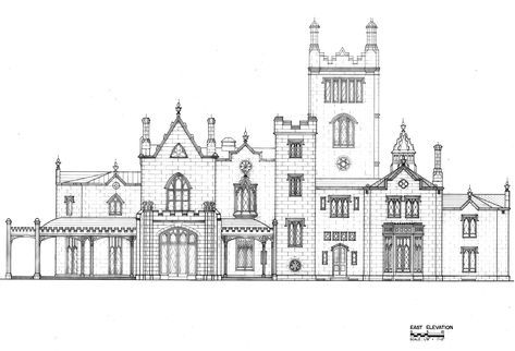 Lyndhurst Mansion, Tarrytown New York East Elevation Gothic Victorian Mansion Floor Plans, Gothic Mansion Floor Plan, Victorian Mansion Floor Plans, Chateau Floor Plans, Sims Exterior, Lyndhurst Mansion, Tarrytown New York, Jay Gould, Castle Floor Plan