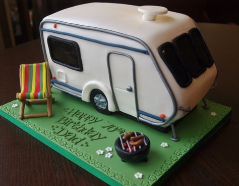 Caravan birthday cake - I love that cake Co. Bedford Caravan Cake, Camper Cakes, Birthday Cake Easy, Hippie Cake, Camping Cakes, 60th Birthday Cakes, Cake Easy, Camping Birthday, Car Cake