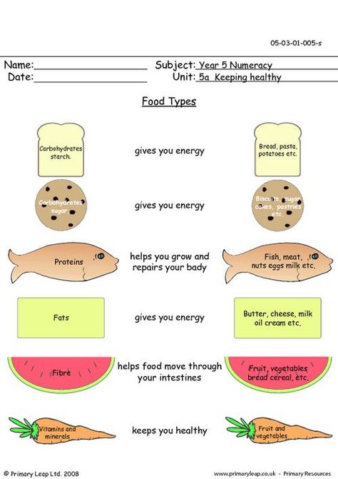 PrimaryLeap.co.uk - Food types Worksheet Minerals Worksheet, Food Lessons, Fiber Bread, Optimum Health, Food Types, Gummy Vitamins, Cooking Classes For Kids, Exercise Plan, Vitamins For Kids