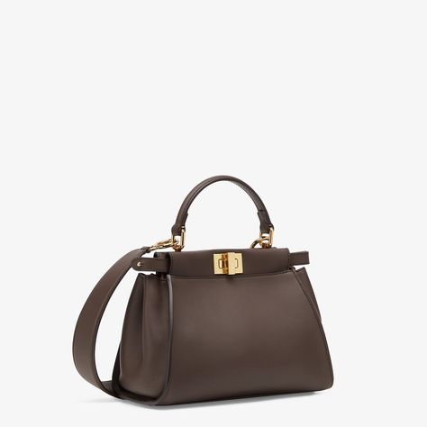 Brown leather bag - PEEKABOO ICONIC MINI | Fendi Fendi Mini Bag, Fendi Peekaboo Mini, Peekaboo Bag, Fendi Logo Design, Fendi Store, Fendi Mini, Micro Bags, Fendi Bag, Fendi Peekaboo