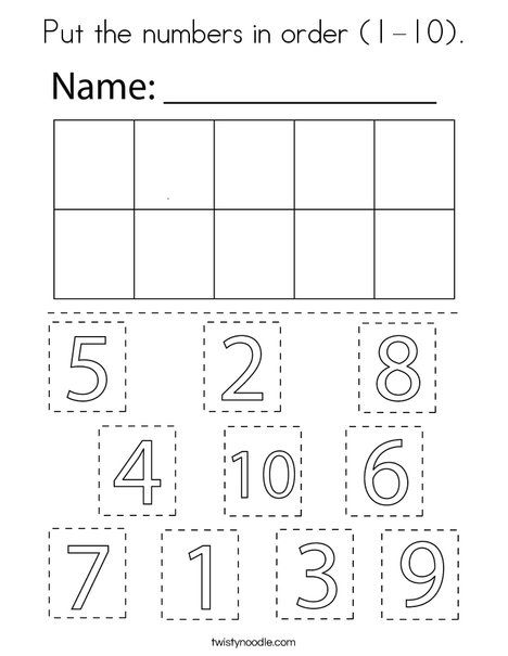 Put the numbers in order (1-10) Coloring Page - Twisty Noodle Number Practice 1-10, 1-10 Preschool Activities, Number Order Worksheets 1-10, Number Review Worksheets 1-10, Review Numbers 1-10 Preschool, Order Numbers 1-10, Learning Numbers Worksheets, Match The Numbers 1-10, Kindergarten Numbers 1-10