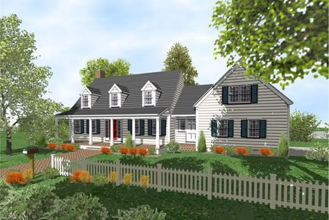 Love Cape Cod style houses Side Garage, Cape Cod House Exterior, Cape Cod Homes, Home Addition Ideas, Cape Style Homes, Cape Cod House Plans, House Plans For Sale, Colonial House Plans, Cape Cod Style House