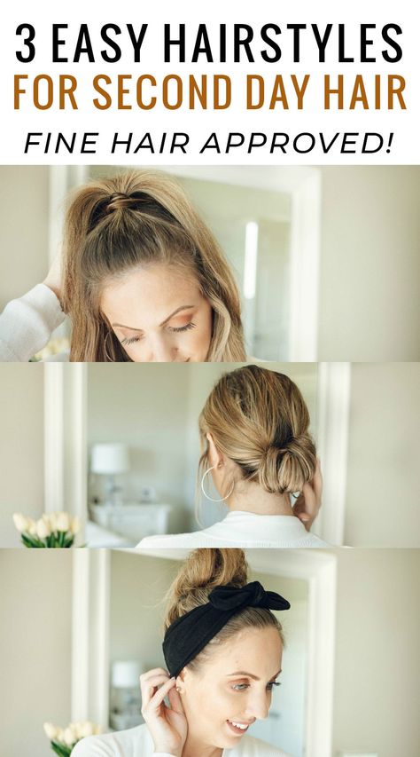 2nd Day Hairstyles, Hairstyles Fine Hair, Second Day Hair, Long Fine Hair, Medium Hairstyle, Day Hairstyles, Triangle Hair, Fine Straight Hair, Second Day Hairstyles