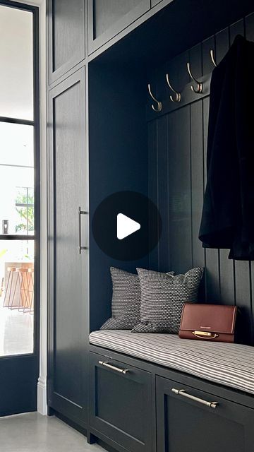 Hannah Hampton on Instagram: "A little insight into one of the most hardworking areas of our home! The hallway cloaks and shoes area - designed to avoid the pile of shoes left at the door!   There are 5 of us in our family, so we made sure that each of us had our own shoe drawer below the bench (covered in @torimurphytextiles fabric), then we have coat hooks above (hooks from @jimlawrencemade) and lots of surrounding cupboards for all the paraphernalia that comes with life and all the seasons - hats, gloves, boots, helmets, umbrellas, picnic rugs etc!   Hope this helps. X   #hallwaycloaks #hallwayinspo #hallwaydesign #cloaks #coathooks #hallwaycoats #shoedrawers #bespokebench #hallwaycupboards #hallwayideas #victoriantiles #hallwaypanelling #hallwaygoals #coatseason #hallwaystorage" Hallway Coat And Shoe Storage, Hamptons Hallway, Hannah Hampton, Hallway Coat Storage, Pile Of Shoes, Hallway Panelling, Hall Storage, Shoe Storage Cupboard, Hallway Cupboards