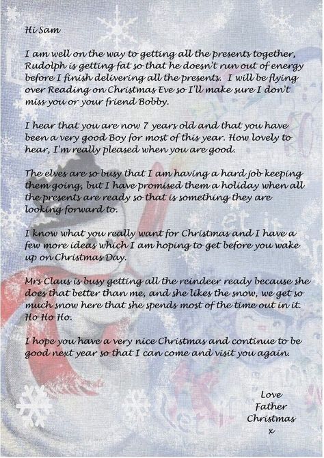 Personalised letter from Father Christmas This is a wonderful personalised unique gift for your child Complete with an envelope postmarked from the North pole and a free A4 'Santa Stop Here' poster in corresponding design   This letter mentions your Childs personal details as supplied by you She/he will truly feel Santa has sent this as he knows so much about them? He will mention their name (First name on the letter, First name and Surname on the envelope) Childs age and a friend or siblings name All enclosed within an envelope addressed to them from the North Pole   This makes a wonderful keepsake and a magnificent surprise for your child in the run up to Christmas.   The letter and Stop Sign are printed with your design choice from the drop down menu on 160gsm plain white paper The enve Christmas Letter To Santa, I Dont Miss You, Letter From Santa, Letter To Santa, Envelope Stamp, Christmas Letter, Stop Sign, Personalized Letters, The North Pole