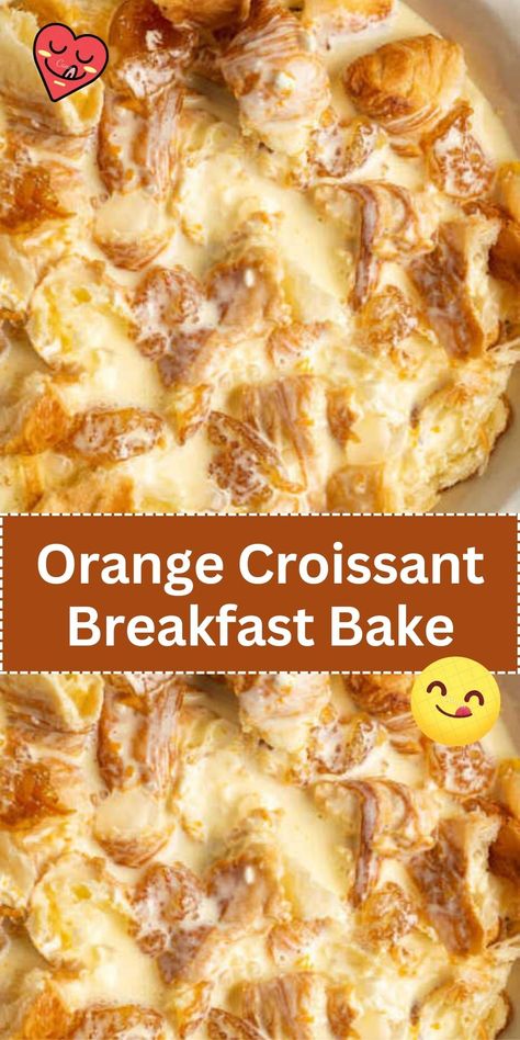 Start your day with a zesty twist with this Orange Croissant Breakfast Bake. A sweet, citrusy, and utterly satisfying breakfast treat. Orange Croissant, Croissant Breakfast Bake, Easter Breakfast Recipes, Sweet Breakfast Casserole, Fancy Breakfast, Croissant Breakfast, Brunch Casserole, Easter Breakfast, Easter Brunch Food