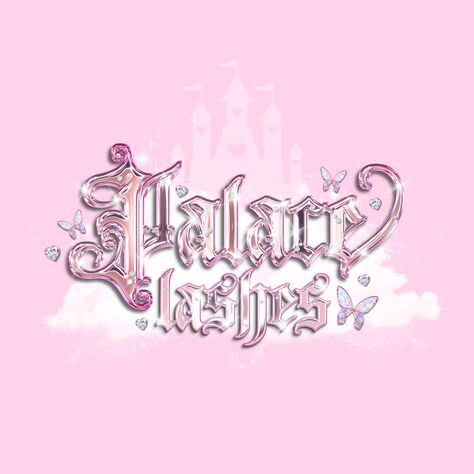 Chrome Pink princess logo on a pink background Barbiecore Graphic Design, Princess Graphic Design, Princess Logo Design, Vibes Logo Design, Nail Business Logo, Girly Logo Design, Girly Graphic Design, Vibes Logo, Princess Logo