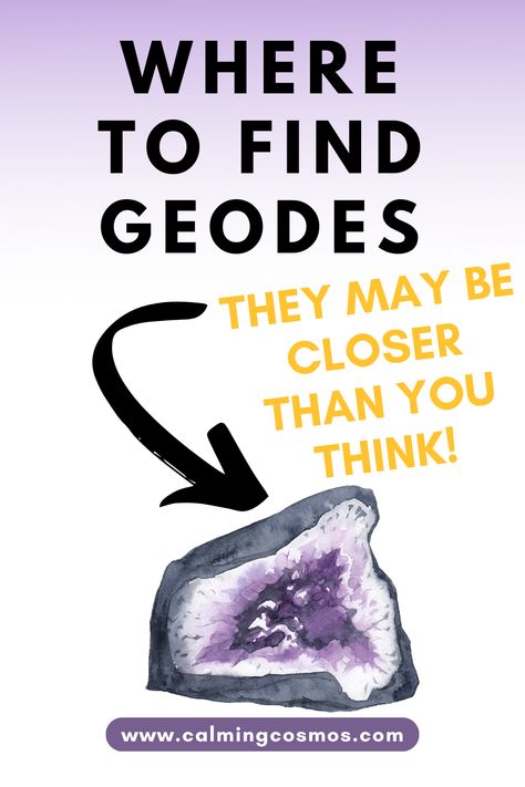 Curious about where you can find geodes? They might actually be closer than you think! 🌍✨ Discover these hidden treasures of nature in my latest blog post. Find unexpected geode hunting spots and embark on a rock-solid adventure! #Geodes #FindGeodes #WhereToFindGeodes #GeodeHunting #NatureTreasures #HiddenGems #Rockhounding #CrystalHunting #WhereToFindCrystals #HowToFindGeodes #BestPlacesToFindGeodes #FindCrystalsInNature #FindCrystalsInBackYard #GeodeHuntingTips #Crystals How To Find Geode Rocks, Geode Hunting, Geode Rocks, Crystal Geode, Minerals And Gemstones, Rock Solid, Rock Hounding, Hidden Treasures, Natural Crystals