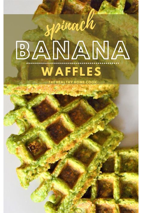 Spinach Banana Waffles - The Healthy Home Cook Spinach Banana Waffles, Spinach Waffles For Baby, Veggie Waffles Kids, Toddler Waffles, Green Waffles, Banana Waffle Recipe, Almond Flour Waffles, Deceptively Delicious, Healthy Waffles